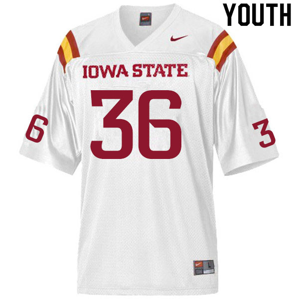Youth #36 Mason Cassady Iowa State Cyclones College Football Jerseys Sale-White